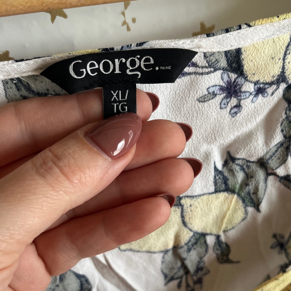 George White Lemon Print Tie-Front Blouse - Picture 2 of 4